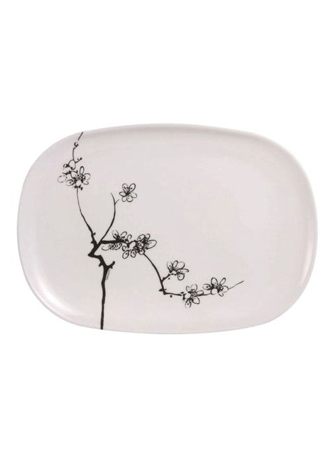 Ming Rectangular Platter White/Black 35cm