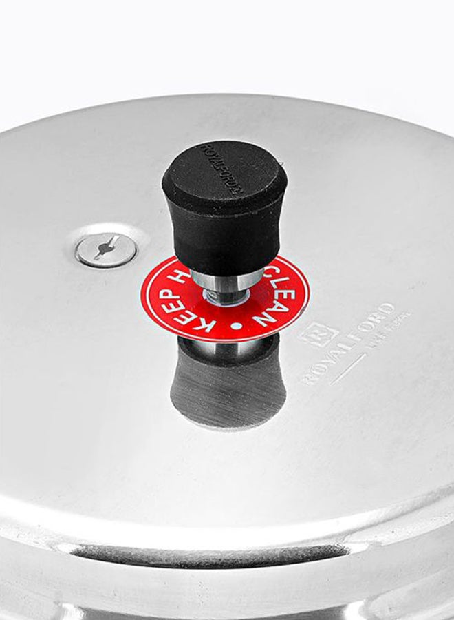 Royalford - 3L+5L Combo Aluminium Pressure Cooker Induction Compatible Uniform Heating 47.5X24X19Cm Silver With Black Handle Silver 5.0Liters - Image 1