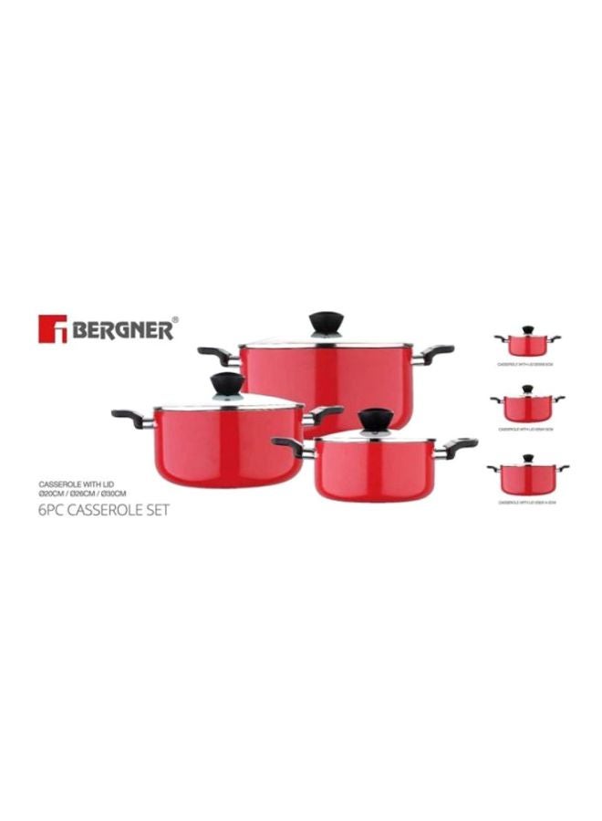BERGNER 6-Piece Bellini Press Aluminium Non-Stick Casserole Set Red  - Image 2
