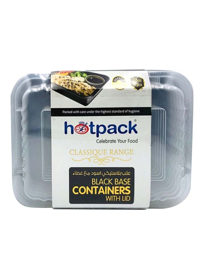 Hotpack - 5-Pieces Base Rectangular Microwavable Container With Lids Black/Clear - Image 1