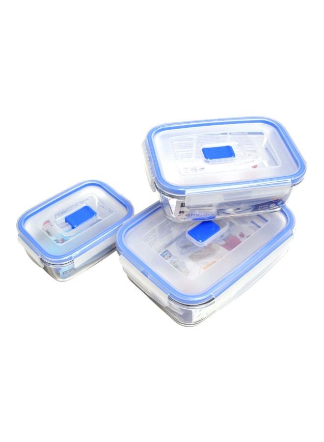 لومينارك طقم أوعية حفظ طعام مستطيلة الشكل مكون من 3 قطع شفاف/أزرق - Image 4