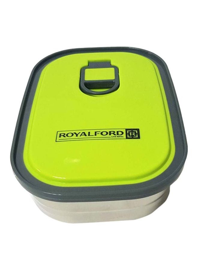 Royalford Rectangle Stainless Steel Tiffin Box Green/Black 680ml  - Image 1