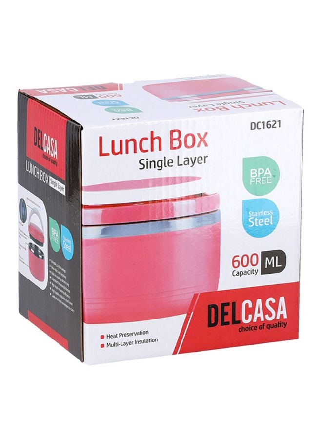 DELCASA - Lunch Box Pink/White/Silver 600ml - Image 1