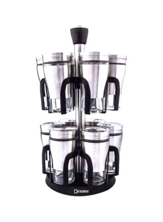 12-Piece Spice Jar Organizer Set Silver/Clear - v1615387993/N31750412A_1