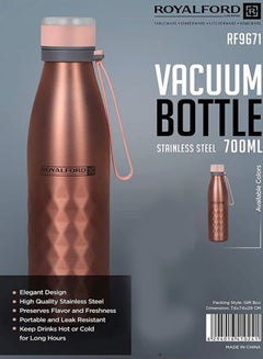 Royalford Vacuum Bottle Double Wall Stainless Steel Brown Brown 700ml  - Image 2