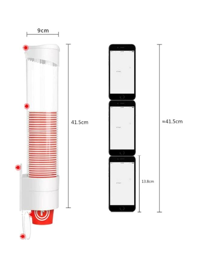 Beauenty Disposable Paper Cups Dispenser Clear/White 41.5x9cm - Image 2