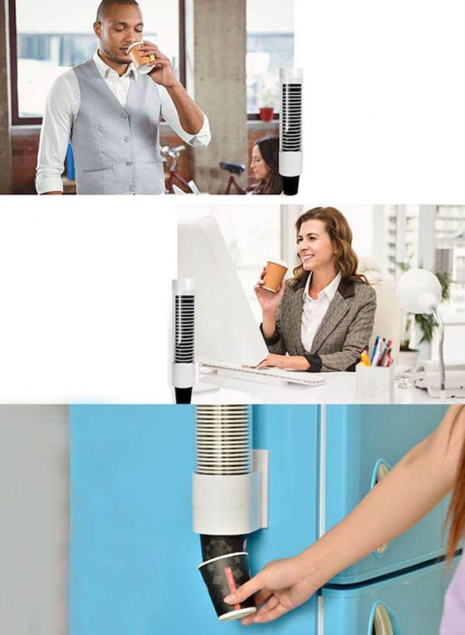 Beauenty Disposable Paper Cups Dispenser Clear/White 41.5x9cm - Image 4