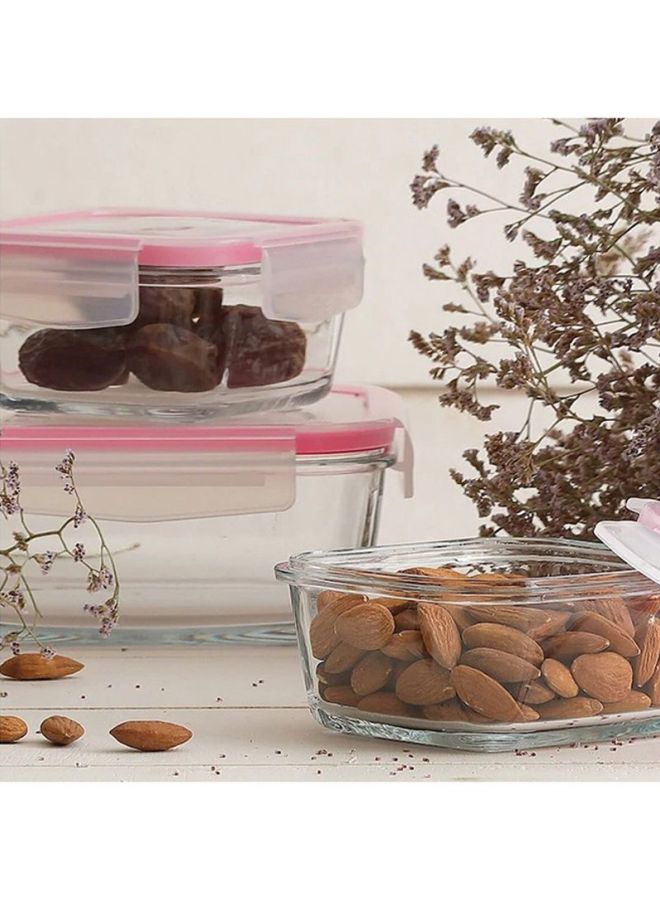 لاف حافظات طعام مع أغطية بقفل، 3 قطع وردي/شفاف LargeContainer 1x1150, Medium Container 1x720, Small Container 1x375ملليلتر - Image 3