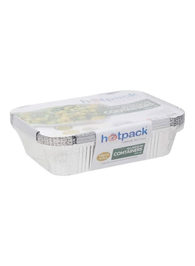 Hotpack 10-Piece Disposable Aluminum Container With Lid Set Silver - Image 4