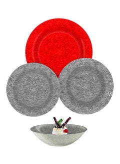 24 Pieces Dinner Set Red/Grey Flat Plate 6x25, Deep Dish 6x21.5, Gateaux Dish 6x19.5, Oval Dish 6x17cm