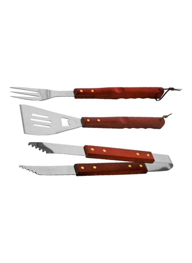 Royalford 3 Piece Barbecue Tool Set Silver/Red  - Image 1