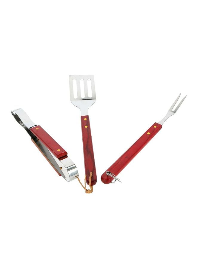 Royalford 3 Piece Barbecue Tool Set Silver/Red  - Image 2