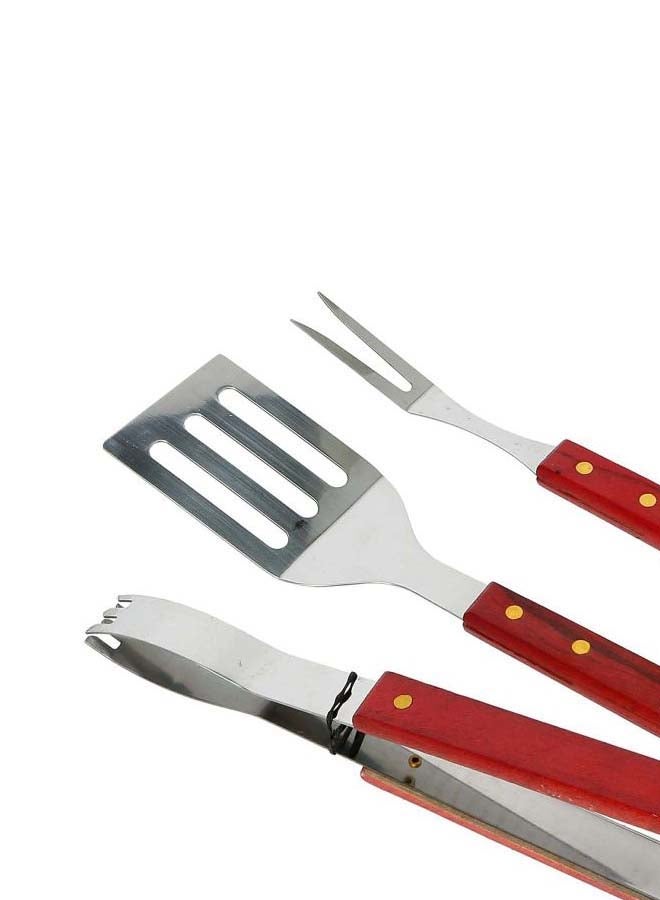 Royalford 3 Piece Barbecue Tool Set Silver/Red  - Image 3