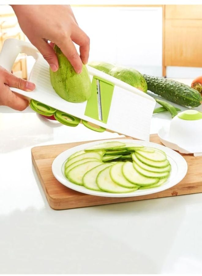 Beauenty - 7-Piece Multi-function Hand-cut Vegetable Slicer Green/White - Image 1