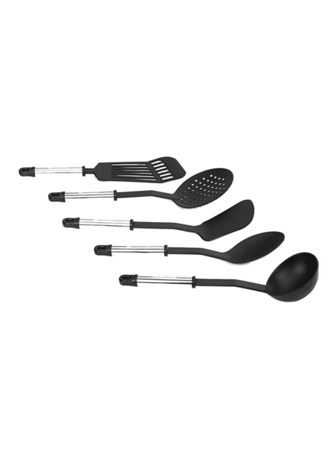 5Pieces Nylon Kitchen Tools Set Dishwasher Safe Premium Quality Food Grade Nylon Sturdy Handles With Ss Grip Heat Resistant Upto 210掳C 40O掳F Black With Silver Handle - v1615391603/N13337356A_1