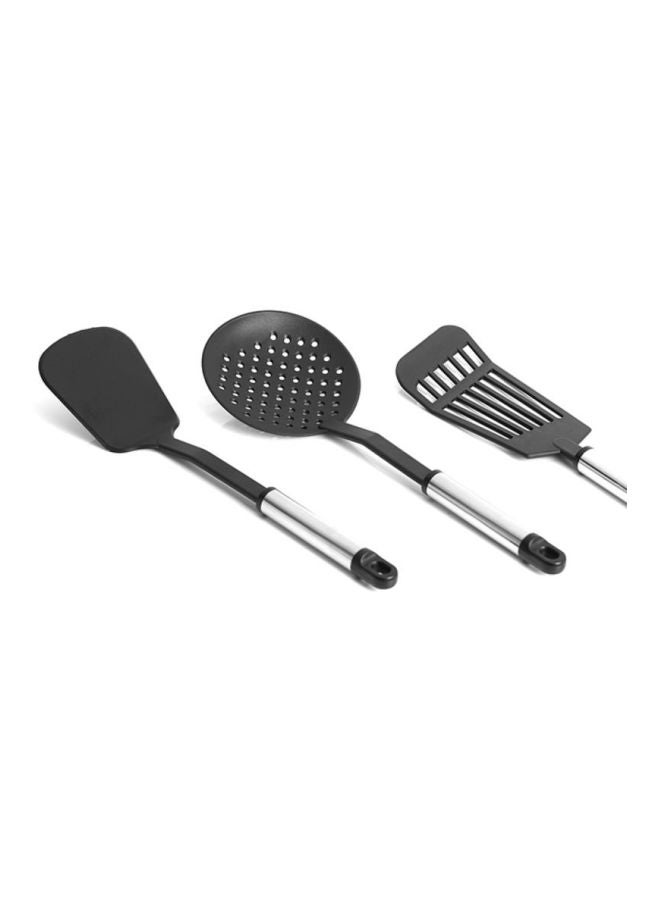 5Pieces Nylon Kitchen Tools Set Dishwasher Safe Premium Quality Food Grade Nylon Sturdy Handles With Ss Grip Heat Resistant Upto 210掳C 40O掳F Black With Silver Handle - v1615391604/N13337356A_6