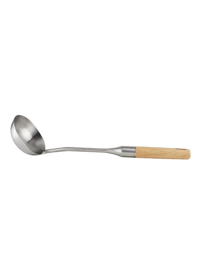Berger Stainless Steel Ladle With Rubber Wood Handle Silver/Beige - Image 2