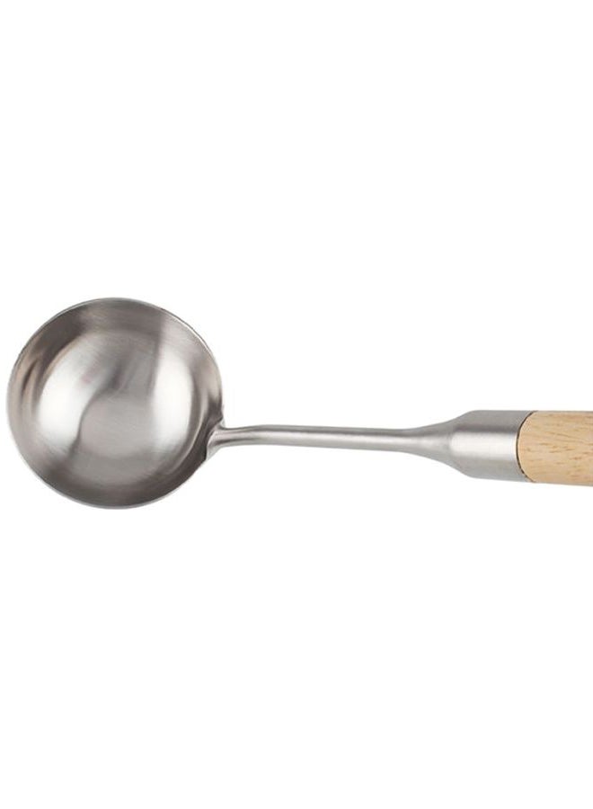Berger Stainless Steel Ladle With Rubber Wood Handle Silver/Beige - Image 3