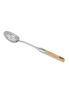 Berger Stainless Steel Slotted Spoon With Rubber Wood Handle Silver/Beige  - Image 1