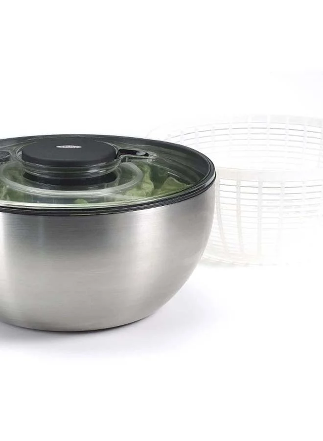 OXO Steel Salad Spinner Silver/Clear/Black 10.5x10.5x7.5inch