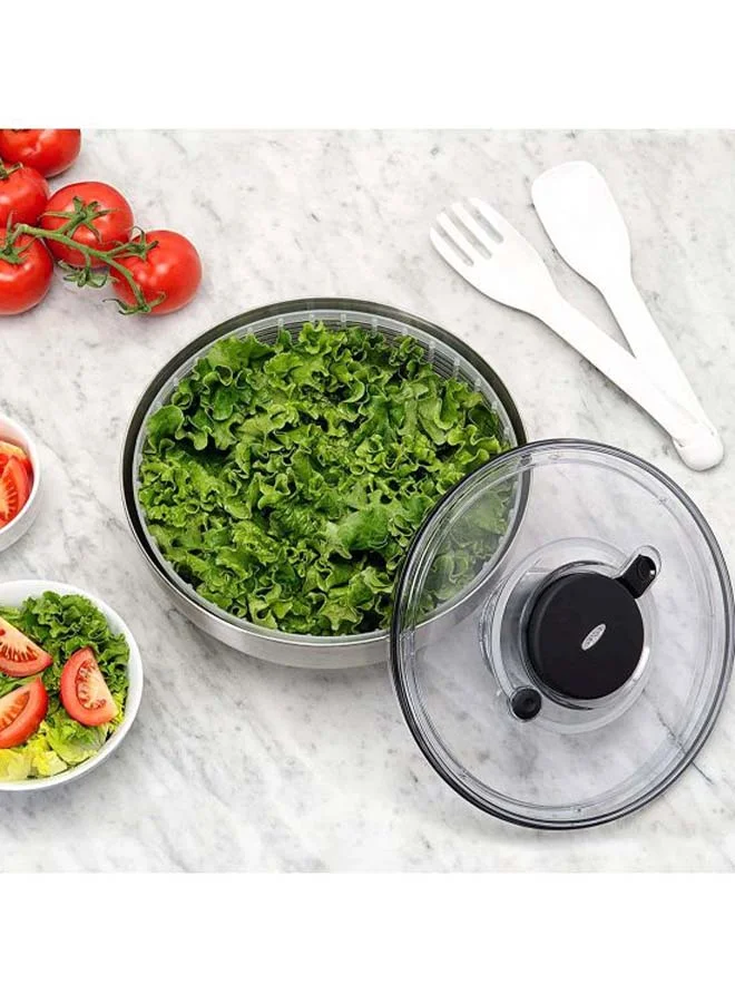 OXO Steel Salad Spinner Silver/Clear/Black 10.5x10.5x7.5inch