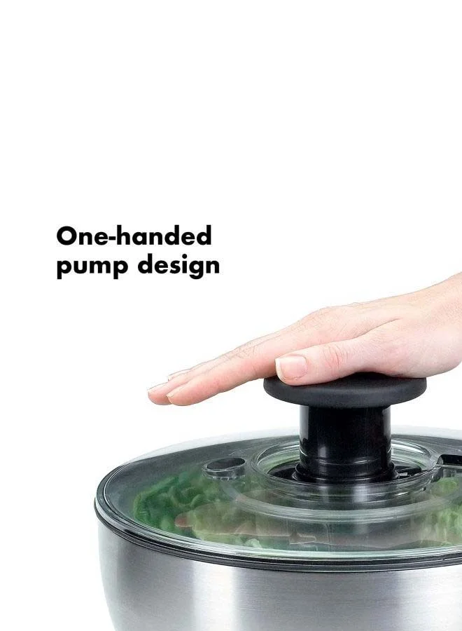 OXO Steel Salad Spinner Silver/Clear/Black 10.5x10.5x7.5inch