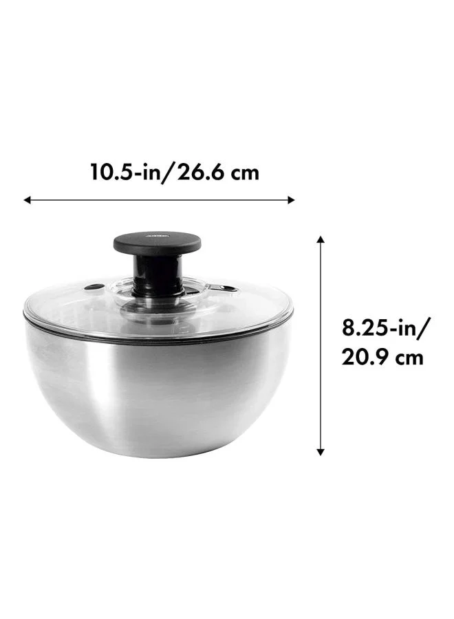 OXO Steel Salad Spinner Silver/Clear/Black 10.5x10.5x7.5inch