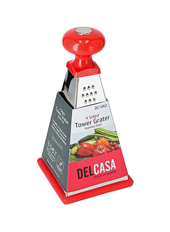 DELCASA 4 Side Tower Grater Silver/Red 9inch  - Image 3
