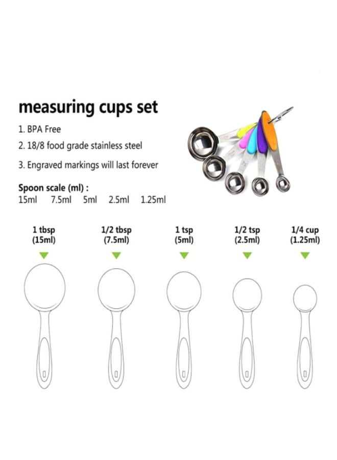 Beauenty Kitchen Supplies 10Pcs Measuring Cups And Spoons Stainless Steel Thickness Kitchen Supplies multicolour  - Image 3