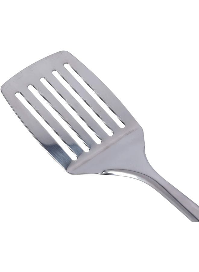 Royalford Stainless Steel Slotted Turner With Tube Handle Fish Slice Serving Spatula  RF9850 Silver 35x8x3.6cm  - Image 4