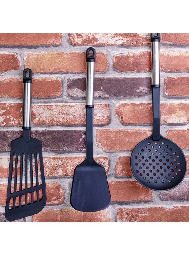 5Pieces Nylon Kitchen Tools Set Dishwasher Safe Premium Quality Food Grade Nylon Sturdy Handles With Ss Grip Heat Resistant Upto 210掳C 40O掳F Black With Silver Handle - v1615392533/N13337356A_8