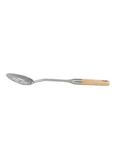 Berger Stainless Steel Slotted Spoon With Rubber Wood Handle Silver/Beige  - Image 2