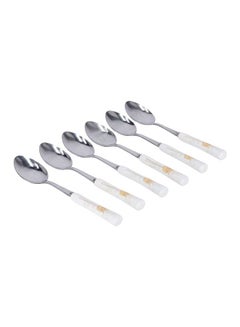 DELCASA 6-Piece Dinner Spoon Set White/Yellow  - Image 1