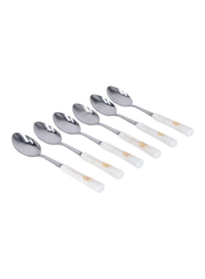 DELCASA 6-Piece Dinner Spoon Set White/Yellow  - Image 1