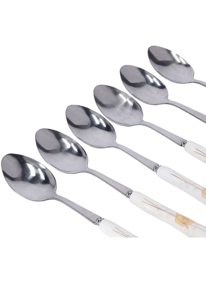 DELCASA 6-Piece Dinner Spoon Set White/Yellow  - Image 5