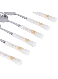 DELCASA 6-Piece Dinner Spoon Set White/Yellow  - Image 4