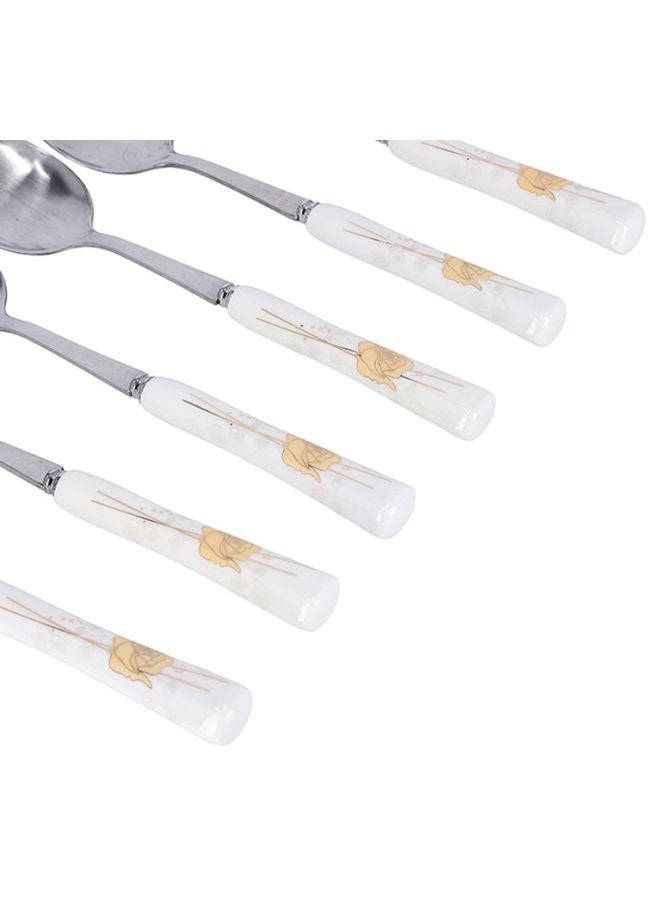 DELCASA 6-Piece Dinner Spoon Set White/Yellow  - Image 4