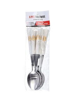 DELCASA 6-Piece Dinner Spoon Set White/Yellow  - Image 2
