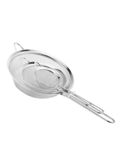3-Piece Stainless Steel Strainer Set Silver