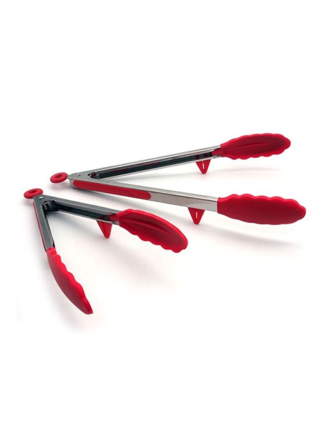 شاربدو طقم ملاقط طعام من السيليكون مكوّن من قطعتين أحمر - Image 3