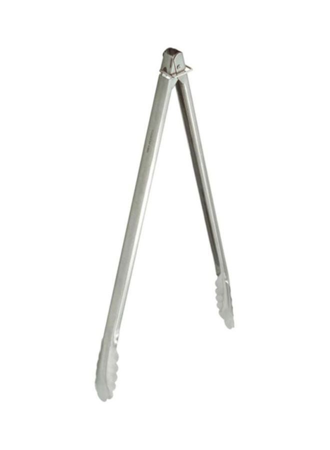 ملقط طعام لحفلات الشواء مصنوع من الستانلس ستيل فضي 16بوصة