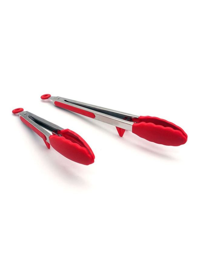 شاربدو طقم ملاقط طعام من السيليكون مكوّن من قطعتين أحمر - Image 2