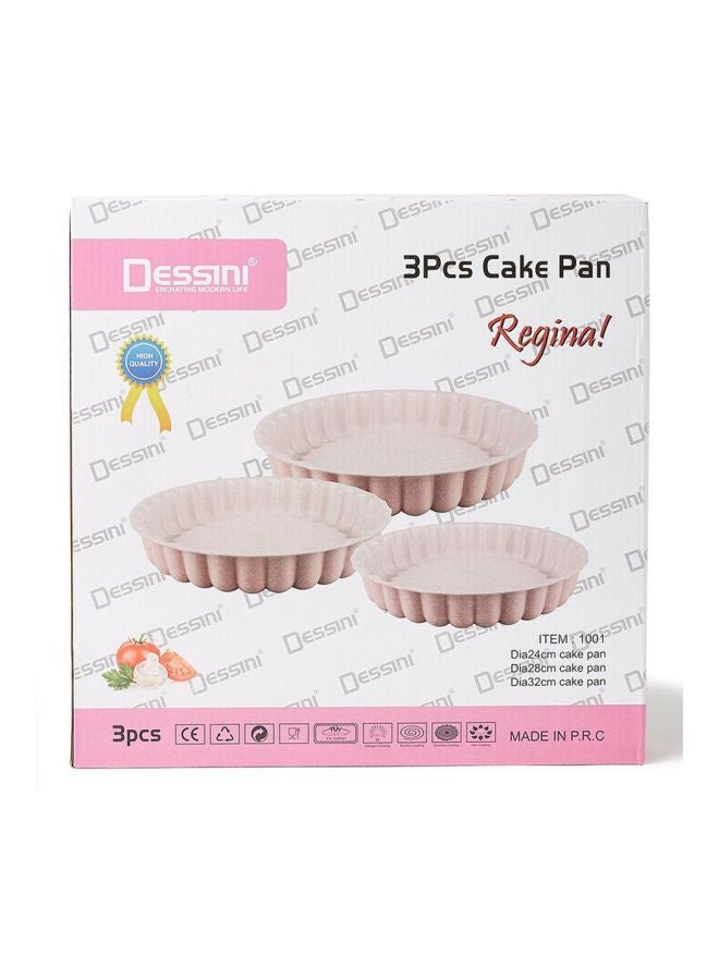 DESSINI 3-Piece Granite Cake Pan Set Beige Small Pan (24), Medium Pan (28),  Pan (32)cm  - Image 3