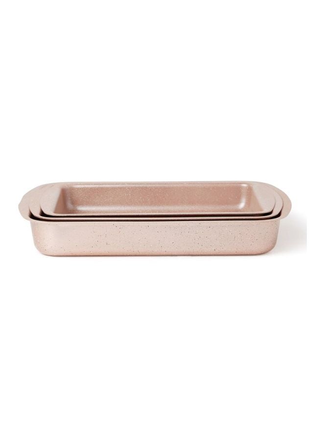 DESSINI 3-Pieces Granite Square Pan Set Beige Small Pan (32x22), Medium Pan (35x25), Large Pan (38x28)cm  - Image 2