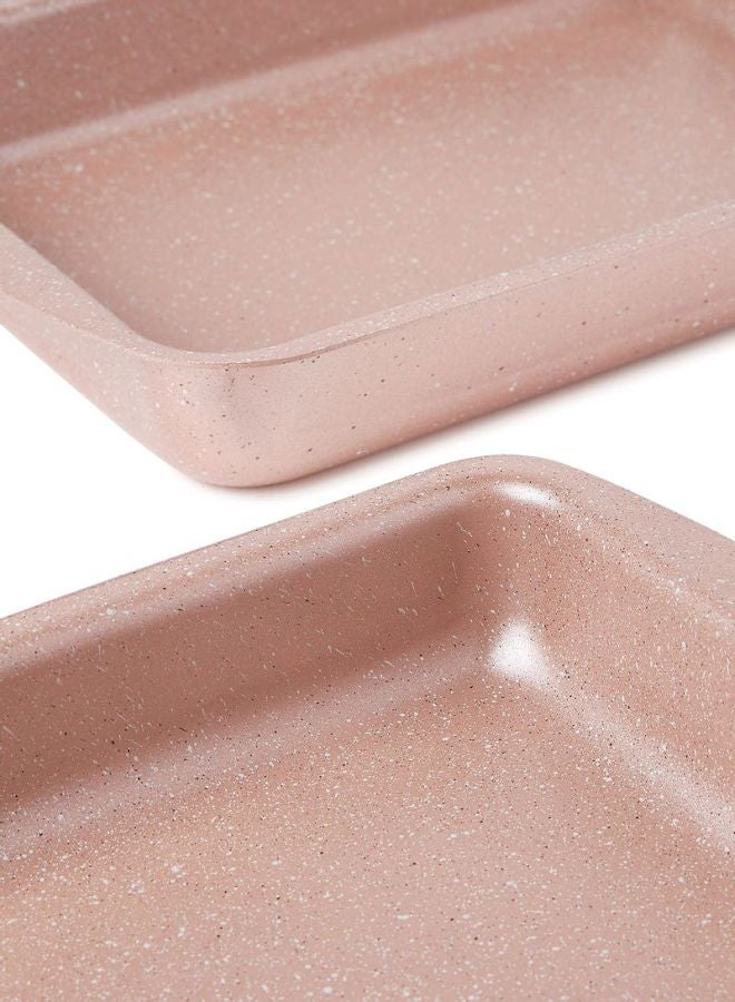 DESSINI 3-Pieces Granite Square Pan Set Beige Small Pan (32x22), Medium Pan (35x25), Large Pan (38x28)cm  - Image 4