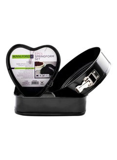 3-Piece Round, Heart And Square Springform Set Black