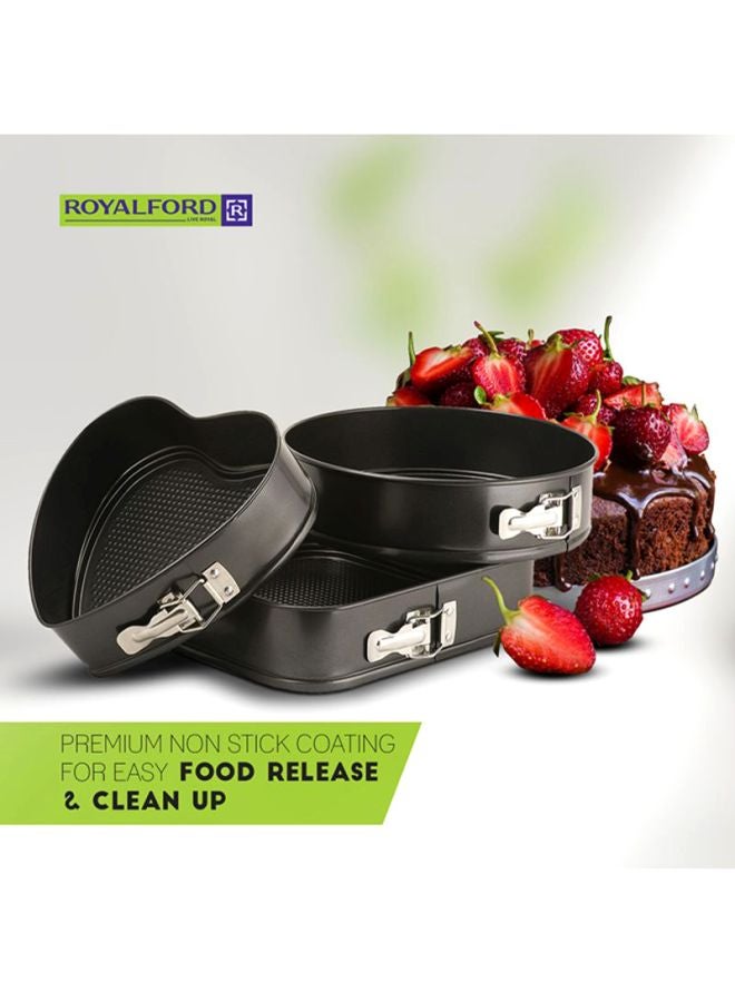 Royalford - 3-Piece Round, Heart And Square Springform Set Black - Image 1