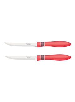 2-Piece Steak Knife Set Red/Silver