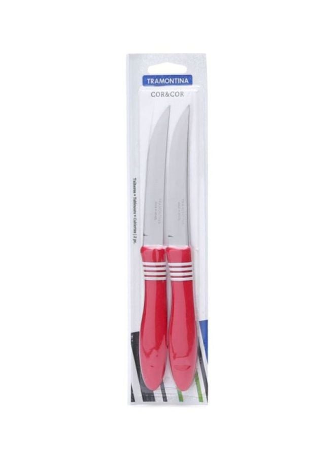 TRAMONTINA - 2-Piece Steak Knife Set Red/Silver - Image 1