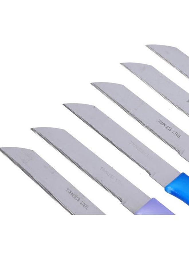 DELCASA 12-Piece Stainless Steel Steak Knife Set Green/Blue/Pink 12x12cm  - Image 4